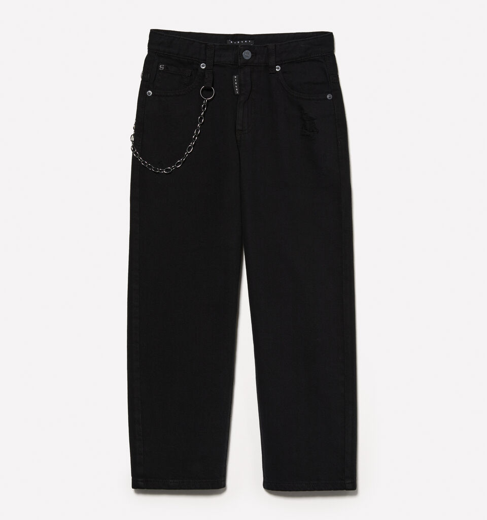 Loose fit black jeans with chain - boy's jeans - Black | Sisley Young image number 1